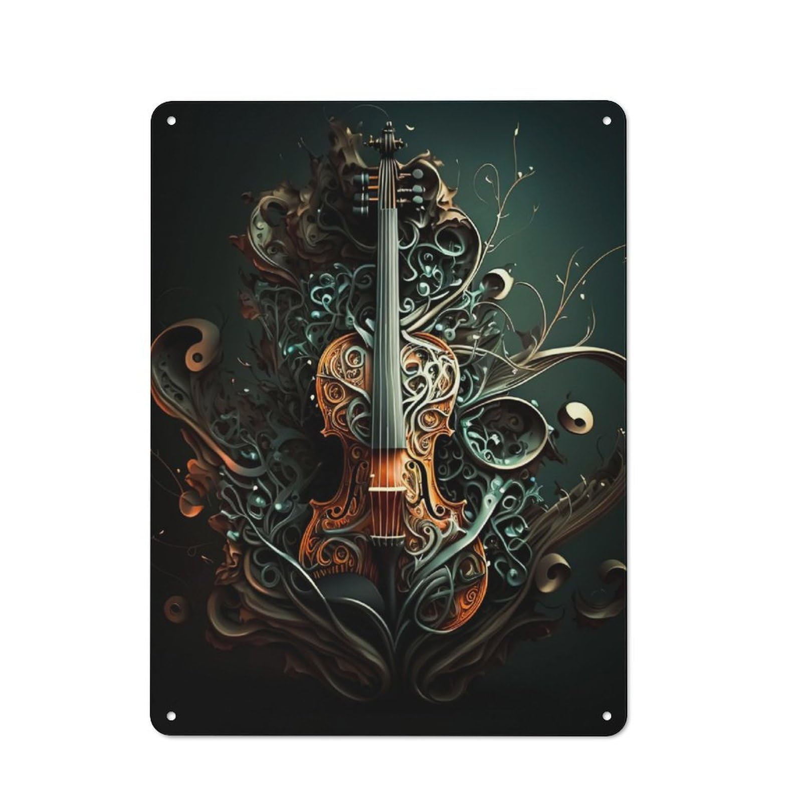 Junmoney Guitar Music Metal Wall Sign 40X30cm, Vintage Home Bar Decor For Pub, Home Bar, Shed Or Man Cave