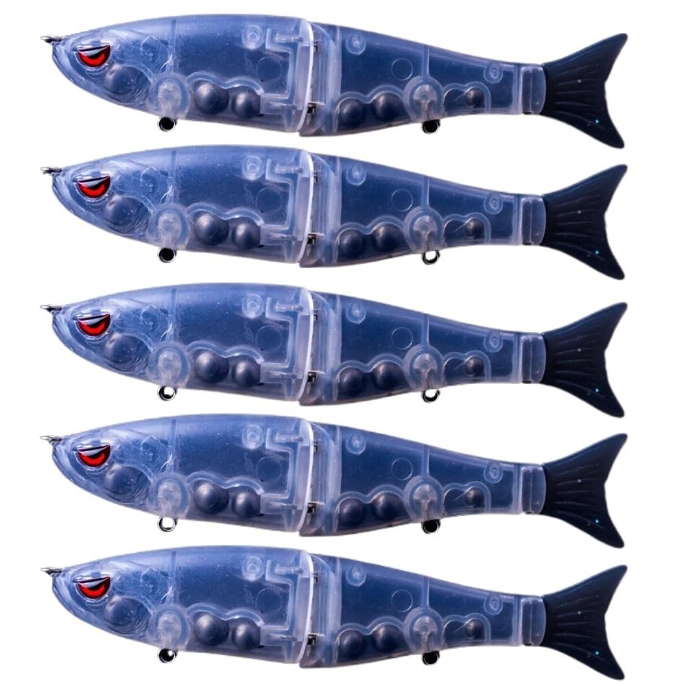 HUFFA Lot de 5 leurres de pêche Non Peints à Corps Dur et Queue Souple, 11,5 cm, 17 g, Wobbler coulant, appâts Shad à Faire soi-même