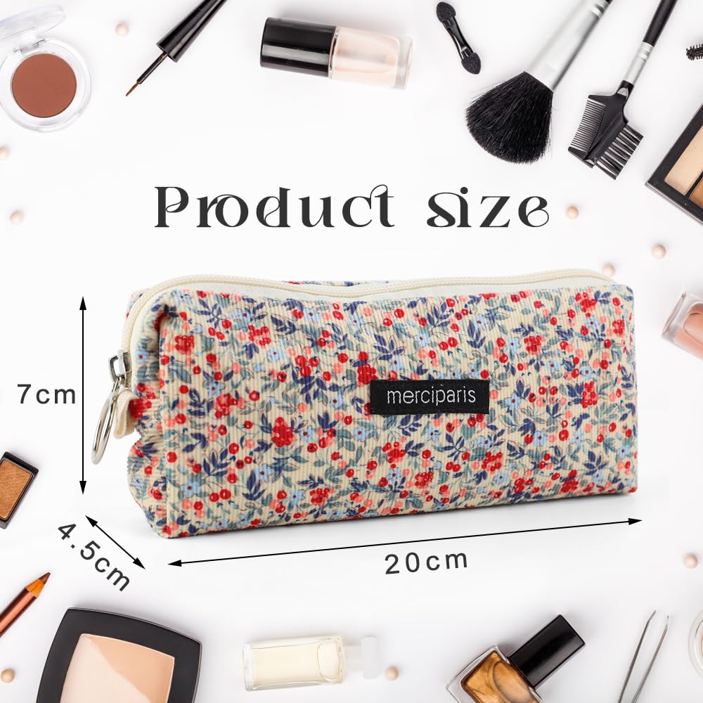 Trousse Scolaire Rétro en Velours Côtelé pour Filles, Portable et Polyvalente