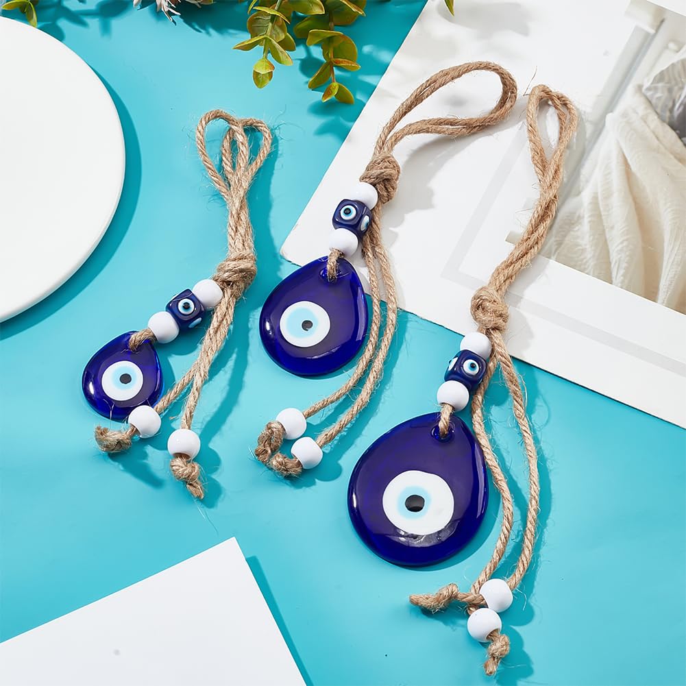 RTRTGS Ciondolo Malocchio Blu Per Auto - Amuleto Protettivo Per Specchietto Retrovisore, 2 Pezzi - Foto 3