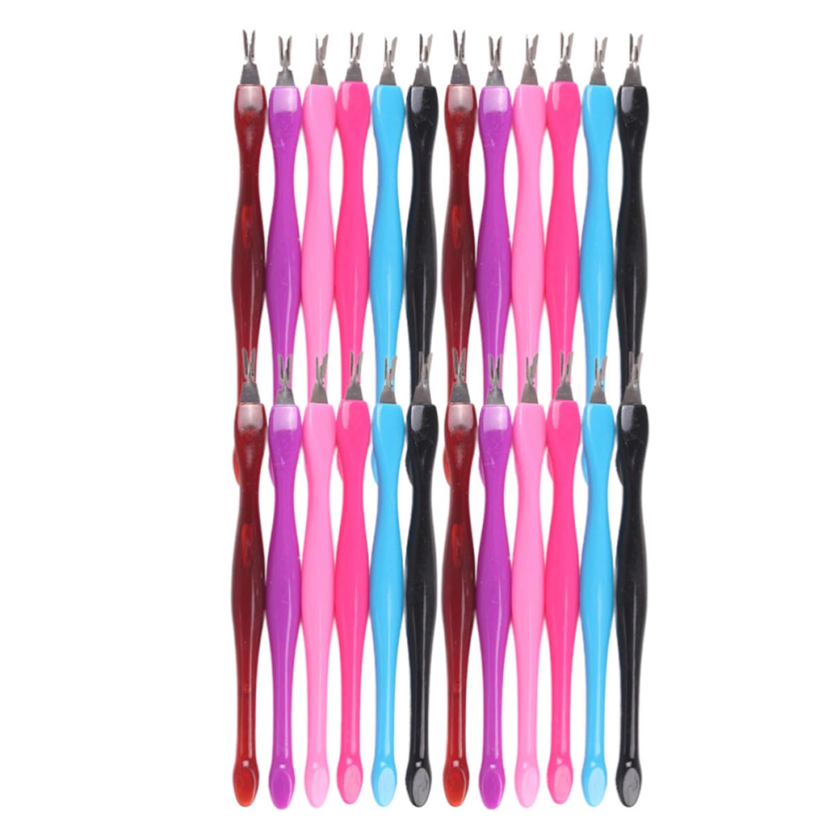 48pcs Cuticle Remover Tool Set for Women with Plastic and Stainless Steel Construction, Professional Dead Skin Fork for Nail Art and Cuticle Removing, Nail Cleaning Accessories