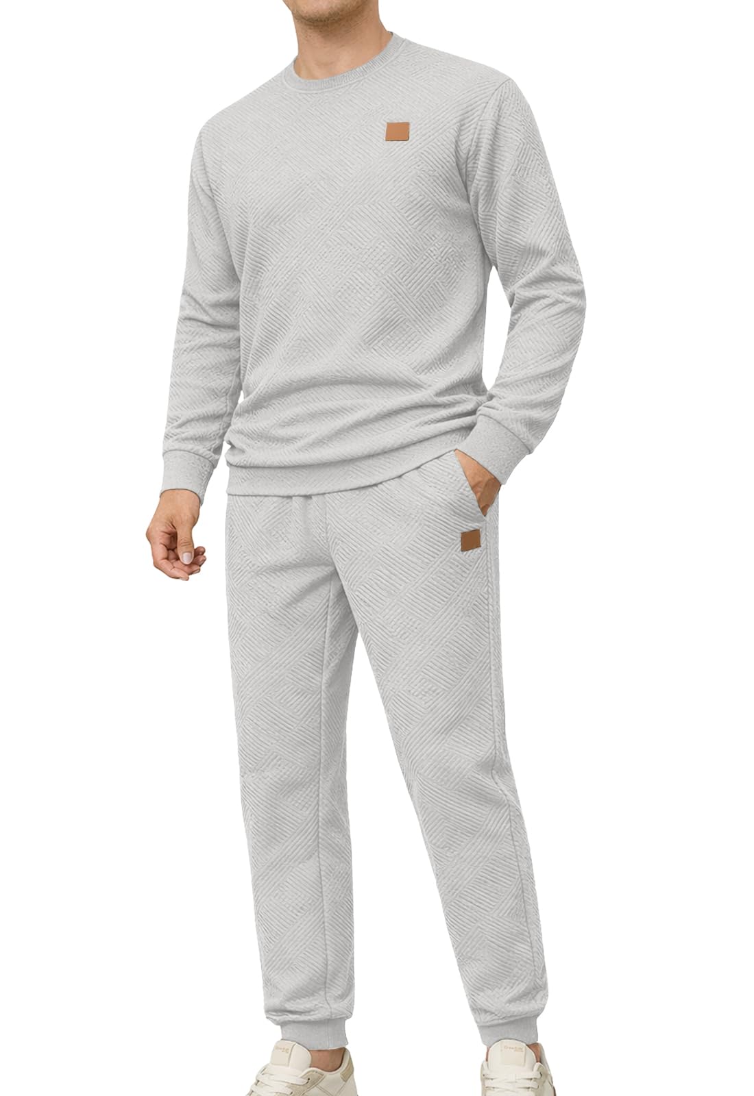 KUYIGO Herren 2-teiliges Trainingsanzug-Set Atmungsaktives Baumwoll-Sweatshirt Jogginghose mit Kordelzug Fitnessstudio Laufen Workout-Outfit S-2XL