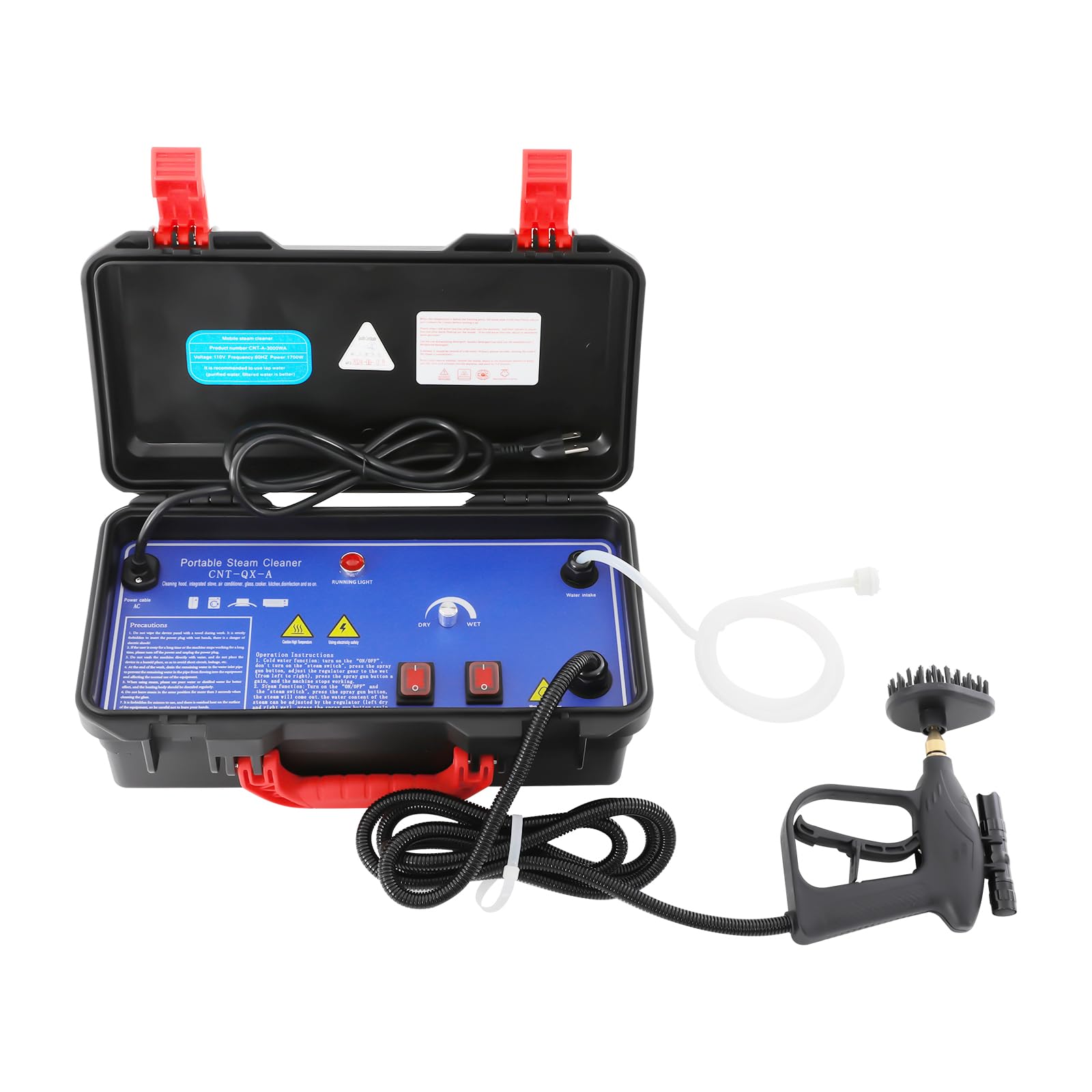 High Pressure Steam Cleaner Household Electric Cleaning Steamer Handheld Steam Cleaning Machine 110V 1700W 3-5Bar for Floor, Furniture, Bathroom, Range Hood, Car