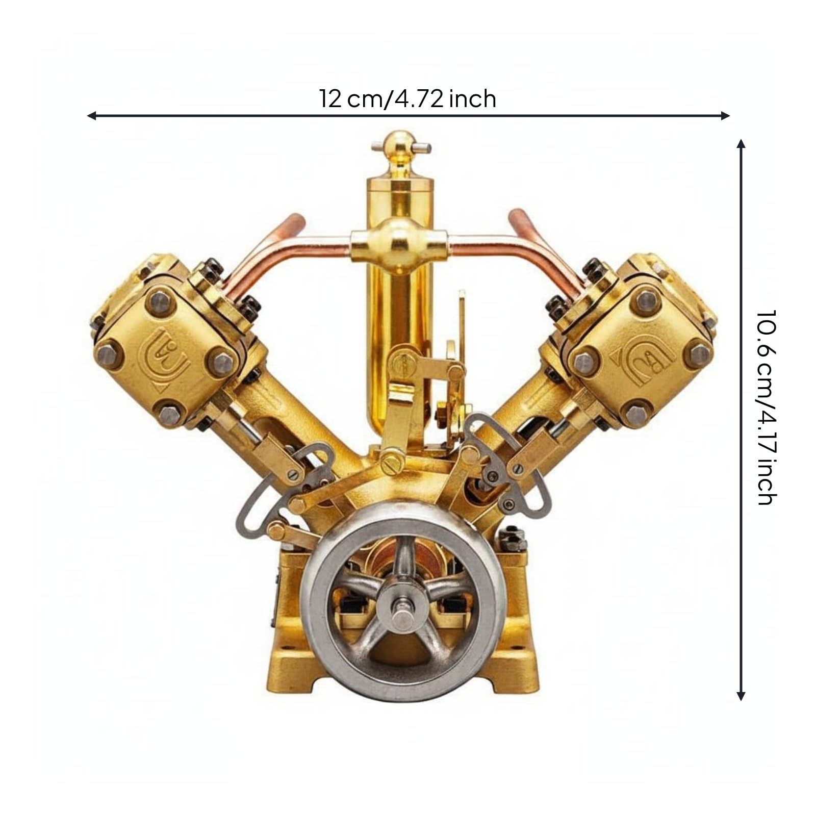 Dampfmaschinen Gerät Modell Motor Aggregat Kompatibel mit Kleiner Luftpumpe Oder Dampf als Lehrmittel für Schulung Demonstration Werkbank Hobbyraum, V2 V-Type Twin