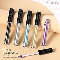 Vista 6 de Kilshye Sombra de ojos metálica líquida con purpurina, sombras de ojos brillantes, sombras de ojos para disfraces, sombras de fiesta, maquillaje