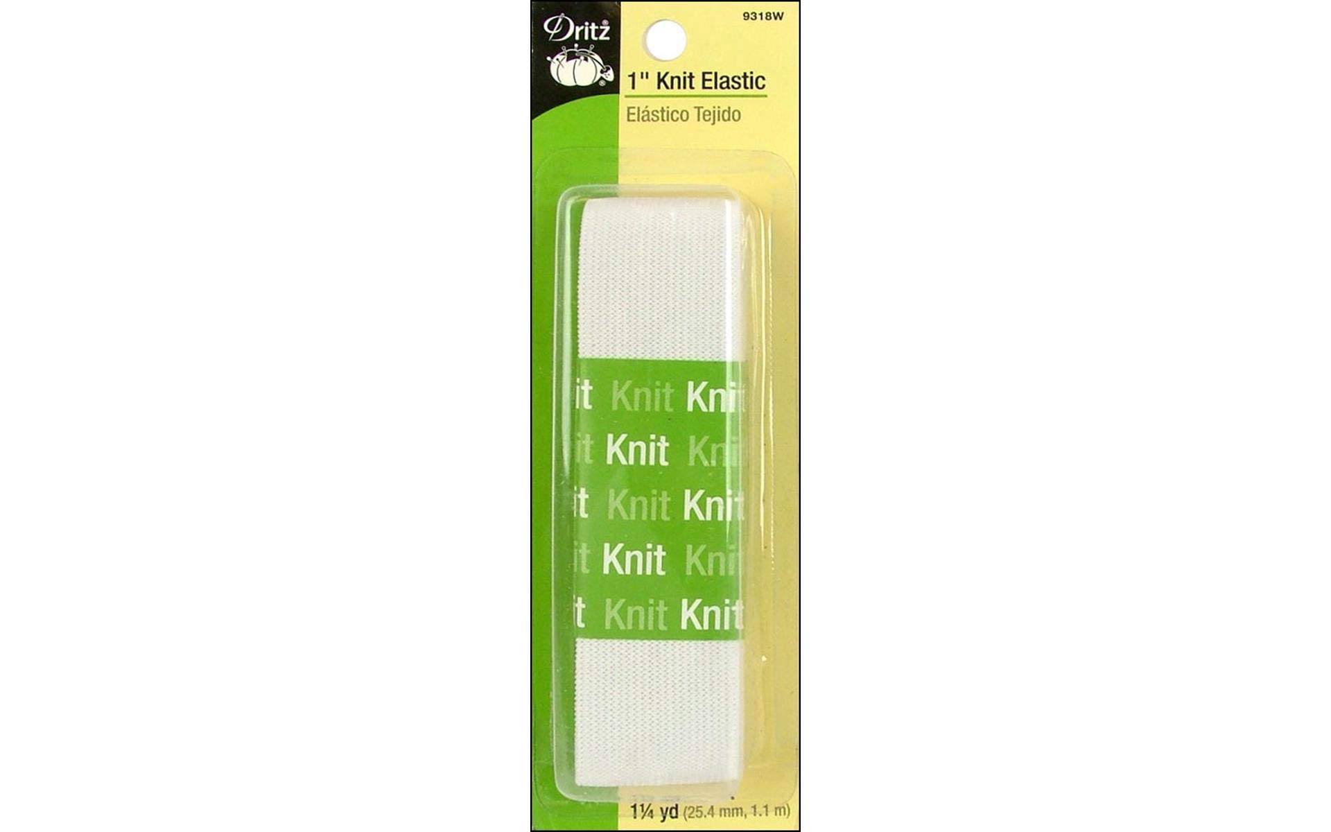 Dritz 9318W Knit Elastic, White, 1-Inch by 1-1/4-Yard