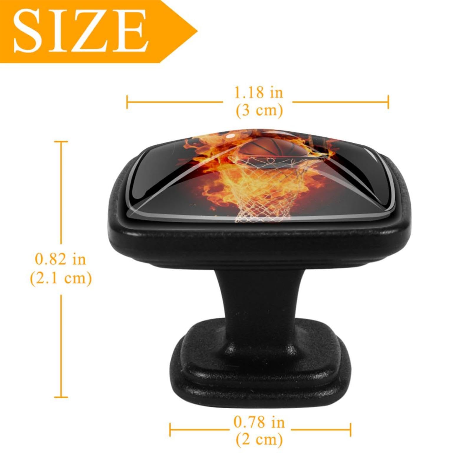 Maniglie quadrate per cassetti e cassetti, maniglie per armadi e cassetti, 12 pezzi, stile basket Flame Sport, pomelli per porte dell'armadio