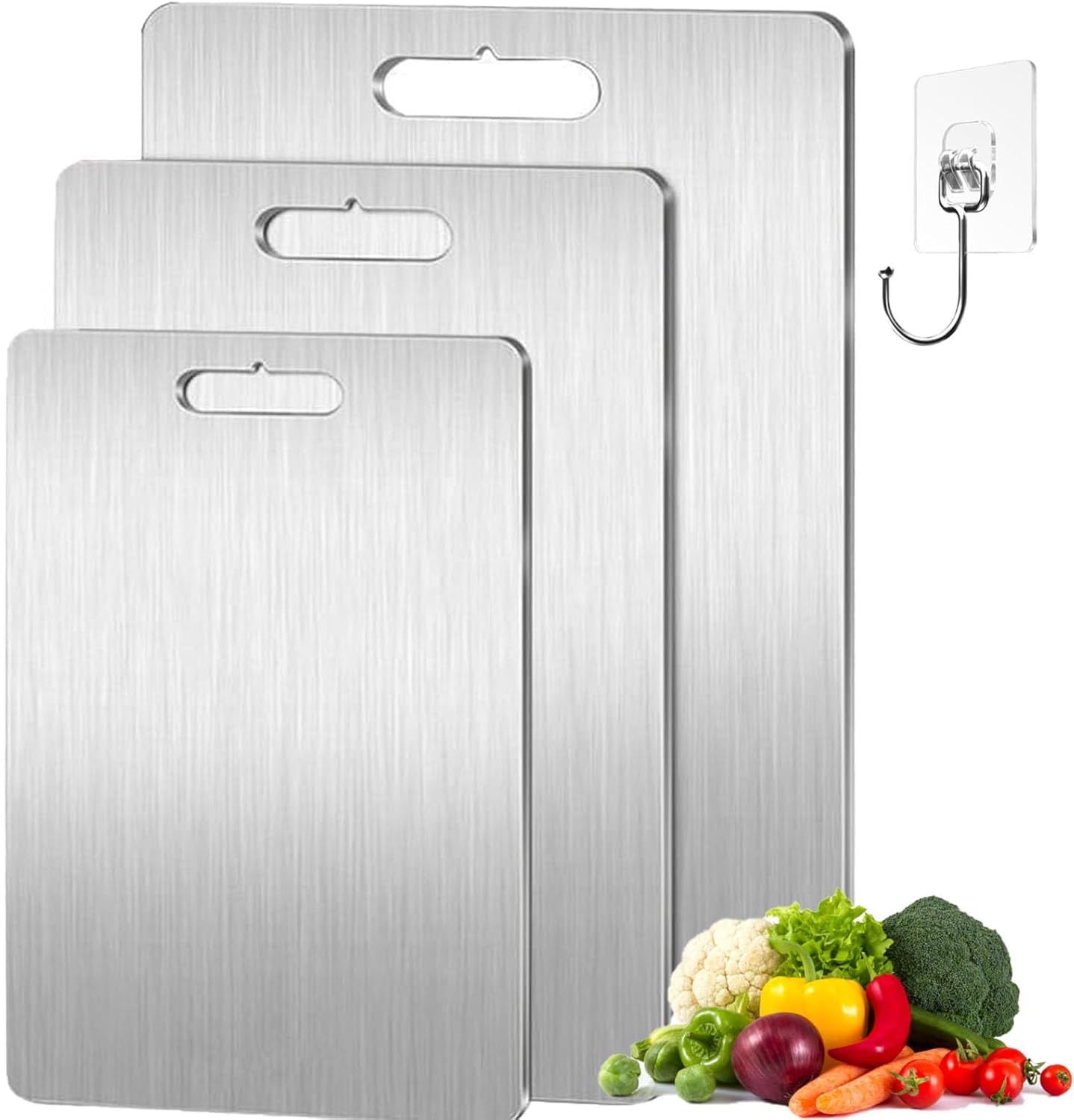 Juego De Tablas De Cortar Yamato Titanium De Doble Cara – Acero Inoxidable Apto para Uso Alimentario, 45 X 30 Cm, 2 Tablas para Cortar Carne Y Verduras para Una 1pc L: 18x12in