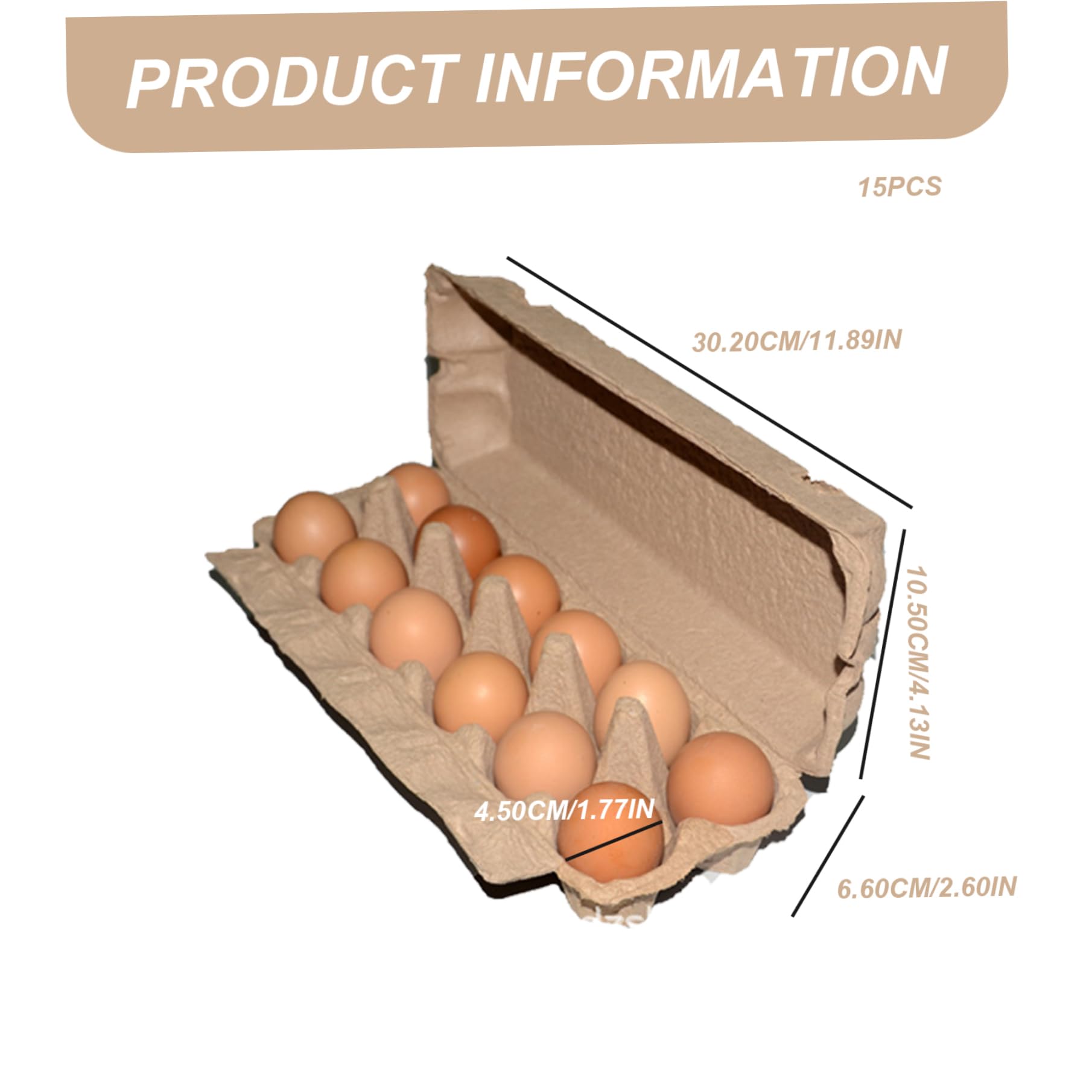 Cartones de Huevo vacíos para el Almacenamiento, Cajas de Huevo de 15 Piezas, Soporte de 12 recuentos, Bandeja de Almacenamiento de Pulpa de Papel Kraft, a Granel