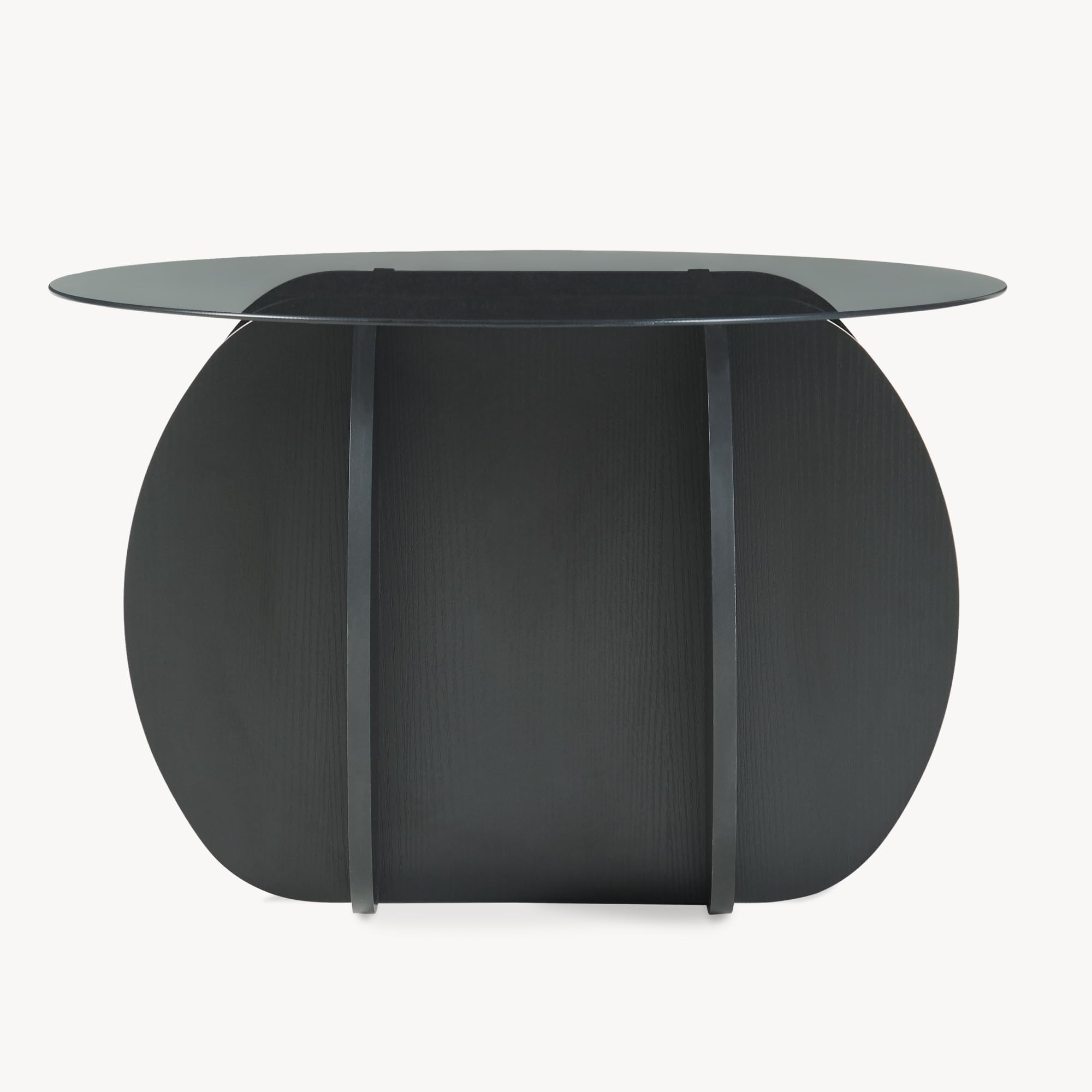[en.casa] Couchtisch Karhuvandi Beistelltisch Couch Glasplatte rund Ø70 x 40 cm Wohnzimmertisch Sofatisch Gestell mit Holzstruktur Kaffeetisch Rauchglas Schwarz/Grau