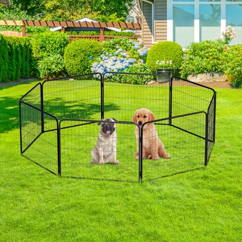 Image of BestPet | Dog Playpen Extender | 24 Inch, 4 Panels | Heavy Duty Metal Pet Exercise Pen | Indoor Outdoor Fence Panels | Rust-Resistant, Removable, Tool-Free Setup | Anti-Skid, Expandable Design