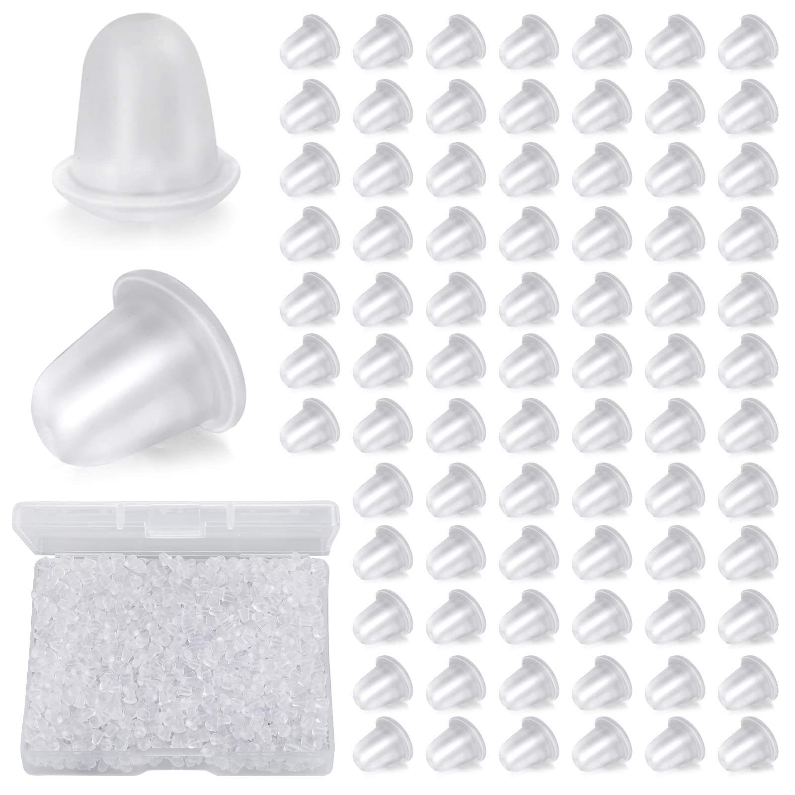 WLLHYF1000/1200PCS Silicone Earring Backs Clear Earring Backings Soft Silicone Pierced Safety No-Irritate Hypoallergenice Earring Stoppers Replacement for Hook Earring Studs Hoops