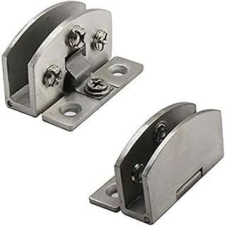 Glass Door Pivot Hinge 2PCS Stainless Steel Bathroom Clamp No Drilling Heavy Duty Clamp Hinge Zinc Alloy Wine Cabinet Glass Door Hinge Hinges Glass Door Hinges Glass Frameless Door Hinges