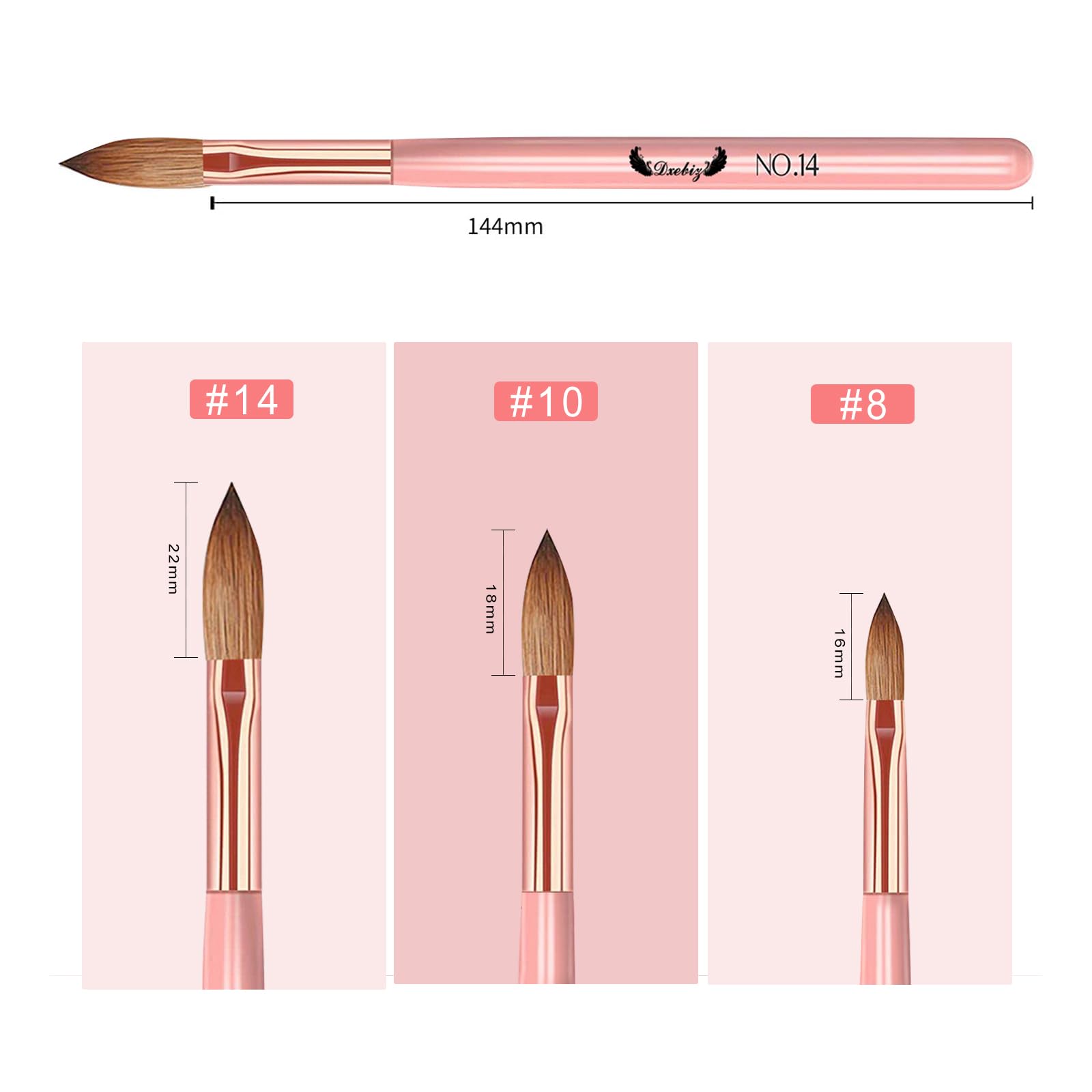 3 PCS Nail Brush Set, Professional Nail Art Brushes Size 8/10/14 - Image 3