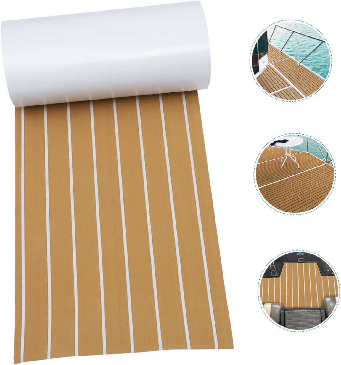 Hemoton 1Roll Eva Non Slip Boat Flooring Sheet Self Adhesive Faux Decking Mat for Use Durable Easy to Install for Yachts Motorboats and Kayaks