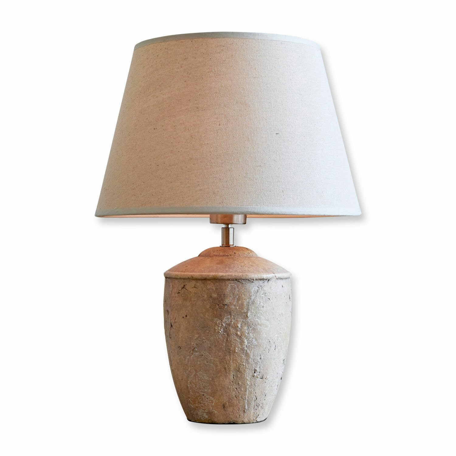 LOBERON Tischlampe Verfaille - Eleganter Antik-Look - Antik-Stilisierter Keramikfuß - Tischleuchte - Wohnaccessoire - Leinen, antikcreme