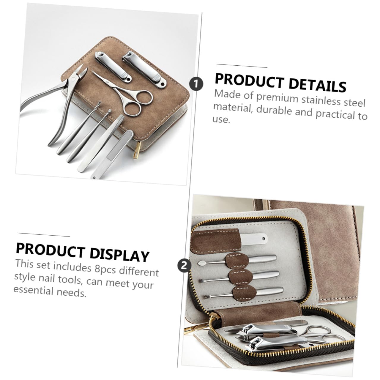 Acier Inoxydable Kit de Coupe-ongles Professionnel 8 Pièces