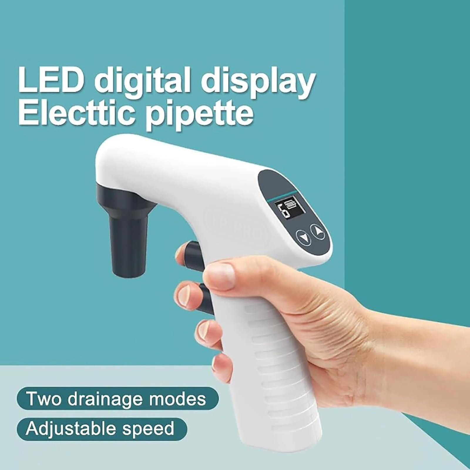 Electric Pipeta Controller, 0,1 – 100 ml de alta actualización micropipeta, portátil pipeta controladora con pantalla LCD, 2 formas de taking líquido y 6 velocidades