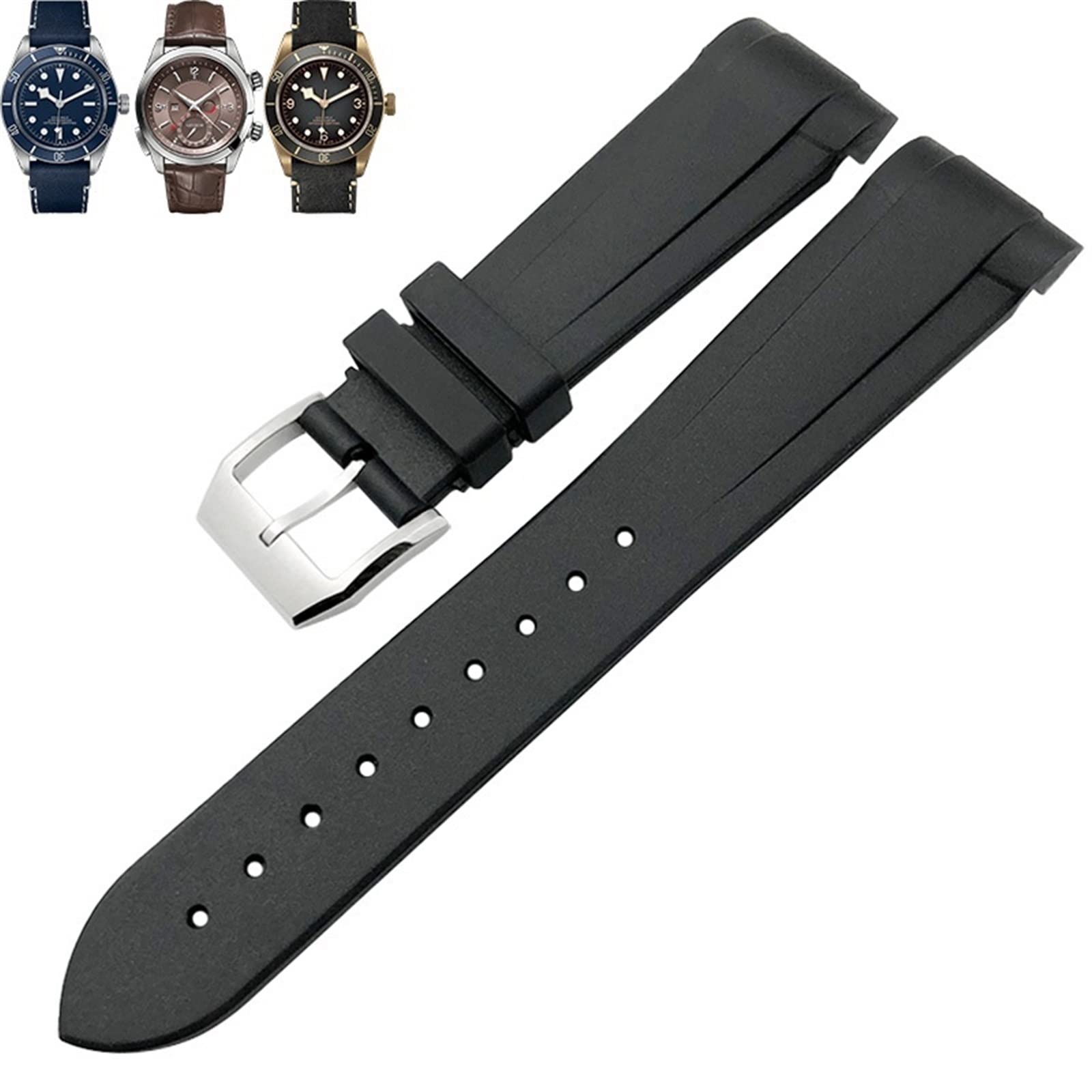 Caucho Natural 20 mm 22 mm Especial para Tudor Pelagos 1958 39 mm 41 mm Pasador/Hebilla Plegable Correa de Silicona