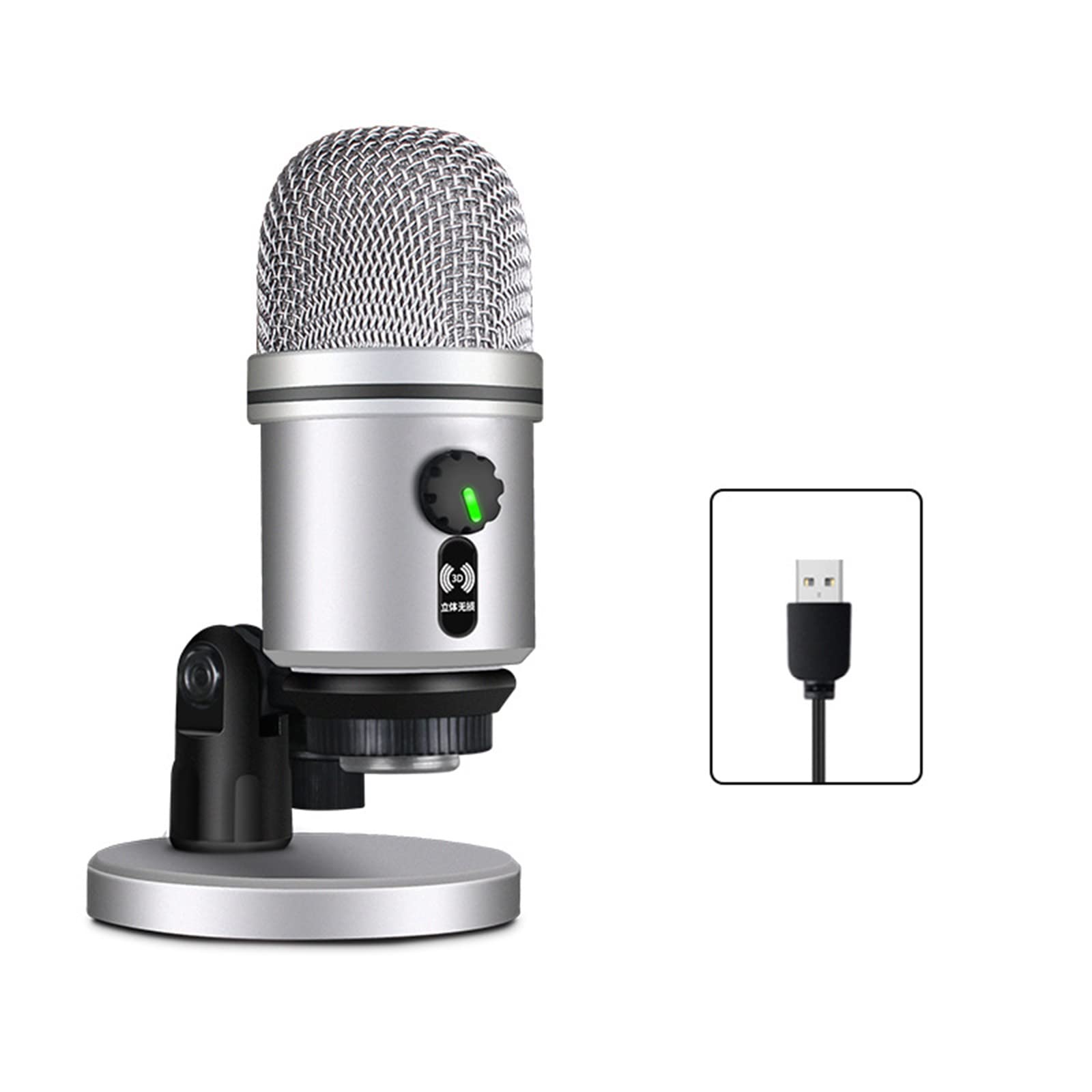 Mikrofon pojemnościowy stereo USB JY-U15 z efektem świetlnym atmosfery oddechowej i kablem USB do gier