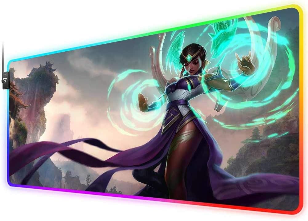 RGB Gaming Mouse Pad for League of Legends,LED Soft Extra Extended Large Mouse Pad,Anti-Slip Rubber Base,Computer Keyboard Mouse Mat 31.5 X 12 Inch(Karma)