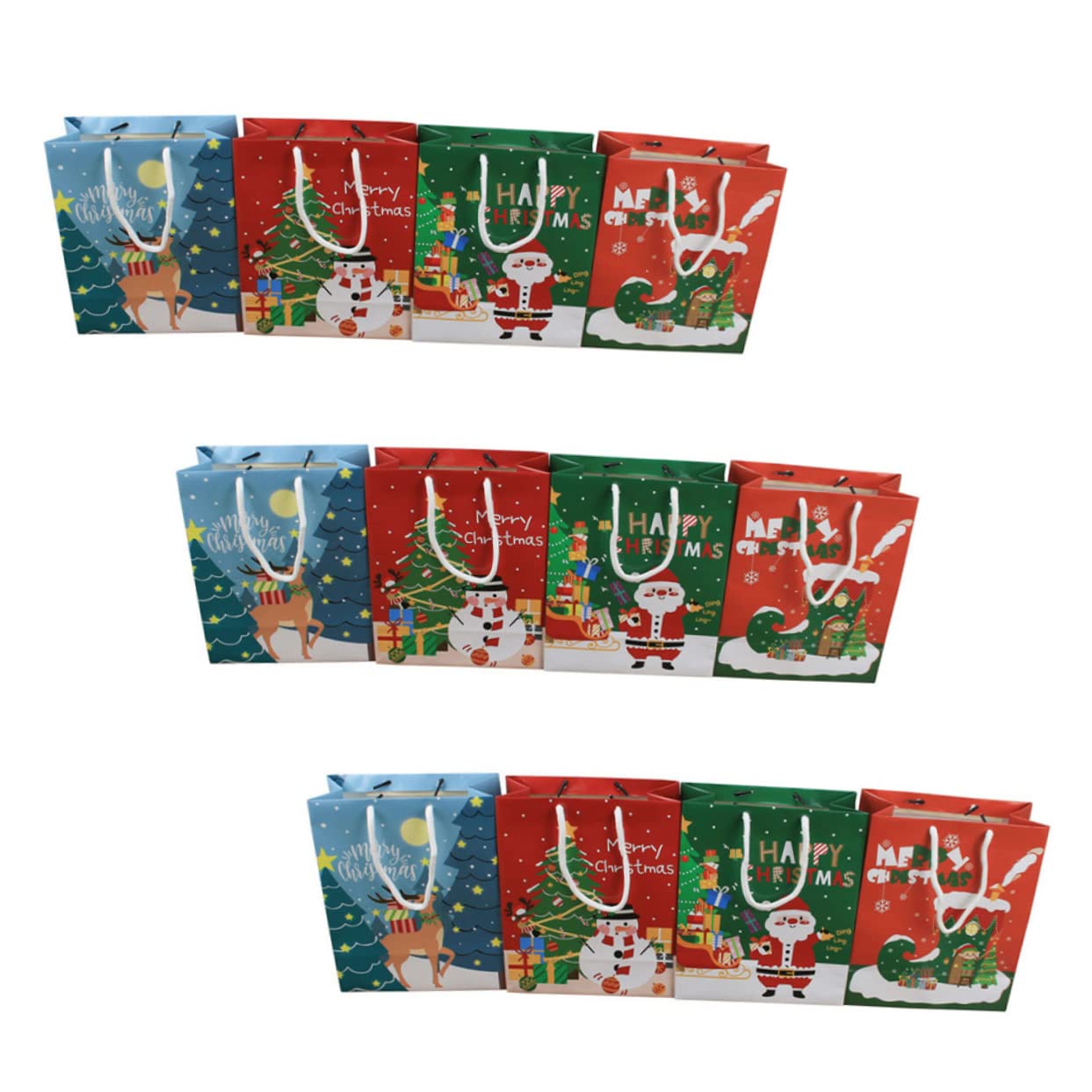 Homoyoyo 12pièces Sacs Cadeaux Papier de Noël pour Friandises et Petits Cadeaux Lot de Sachets Emballage Noël
