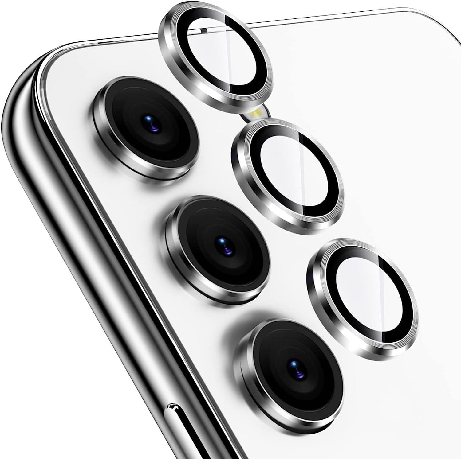 A3sprime Back Camera Lens Protector for Samsung Galaxy S23 5G, Galaxy S23 Plus 5G, Galaxy S23 FE 5G, Galaxy S24 5G |Full Coverage 9H Surface Hardness Tempered Glass with Metal Ring Guard Camera Protector| - Set of 1 Pairs (Color - Silver) (B0CKX7PZ7M) Amazon Price History, Amazon Price Tracker