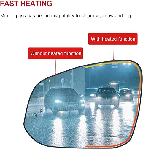 Miniatura 6 de Espejo calefactable para el lado del conductor compatible con Toyota Rav4 2016-2023 Tacoma 2016-2021 - Espejo para Toyota RAV4, espejos laterales