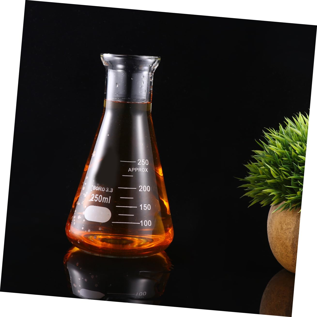 Matraz Erlenmeyer de Vidrio de 250ml con Corcho Inodoro para Laboratorio y Escuela, Adecuado para Estudiantes en Experimentos Científicos