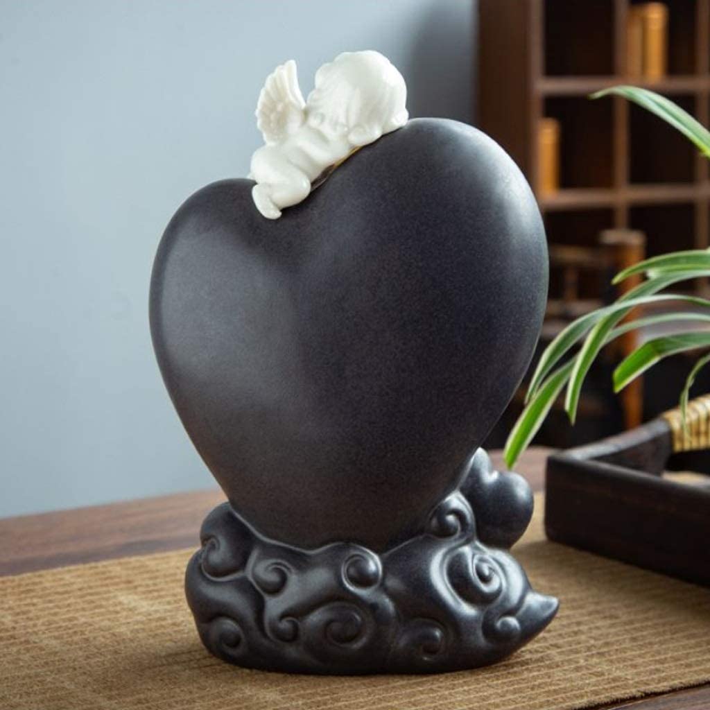 Quemador de incienso de reflujo, fuente de ángel de cerámica con cascada LED colorida para yoga en casa y aromaterapia, soporte de incienso ideal para relajación y meditación