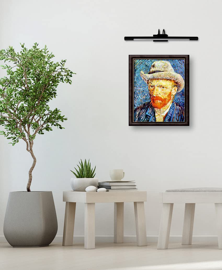 Aplique LED de pared para iluminar cuadros, espejos, murales, 8W tradicional y elegante,tono de luz cálida 3000K, Color Negro, articulado y giratorio. 50cm