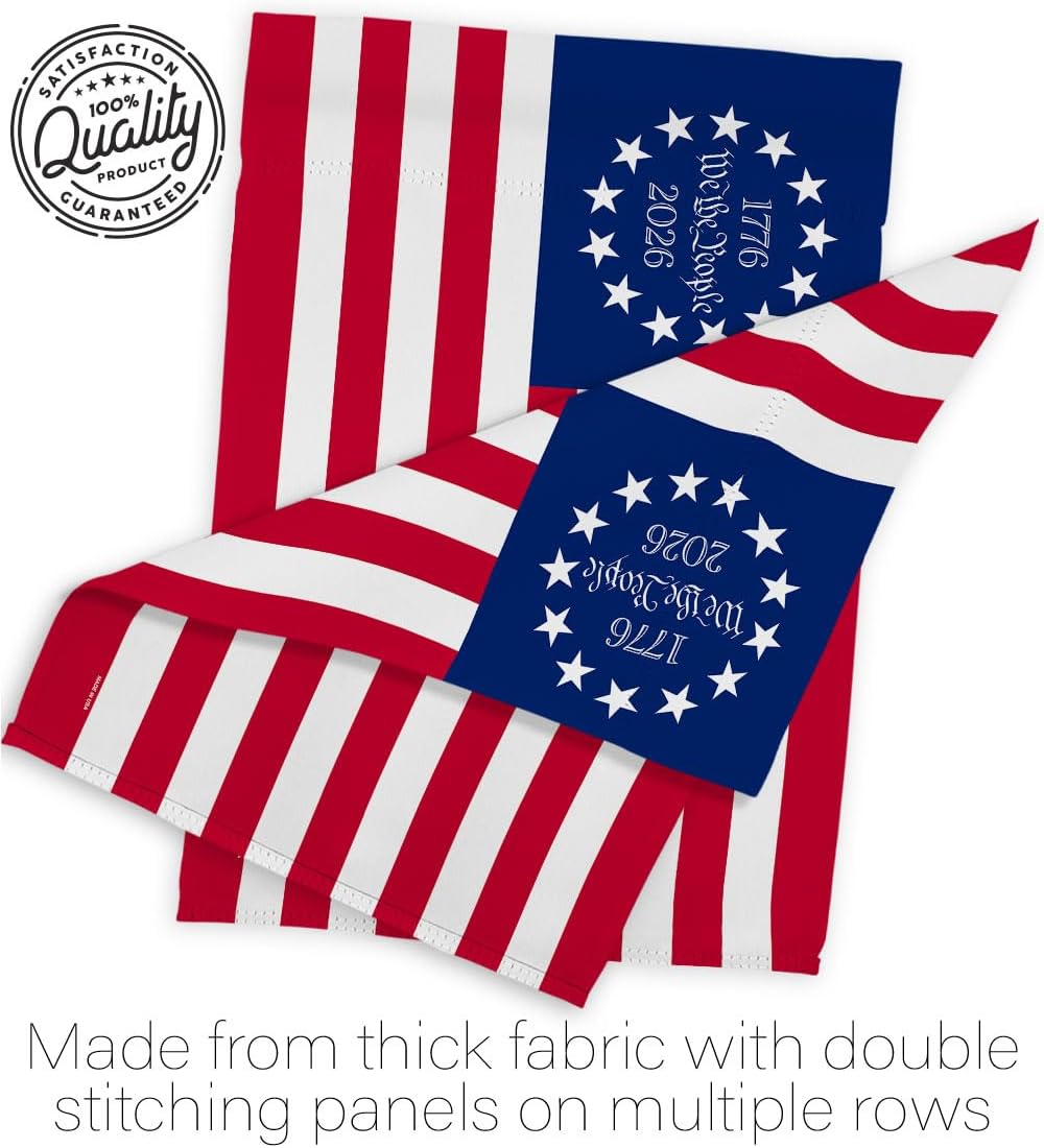 USA 250 Betsy Ross We The People Flag Vintage American Flag for Outside House Wall Decor Poster America 250 Merchandise Independence Day Decorations 250th Anniversary Banner Patriotic July 4th Gifts