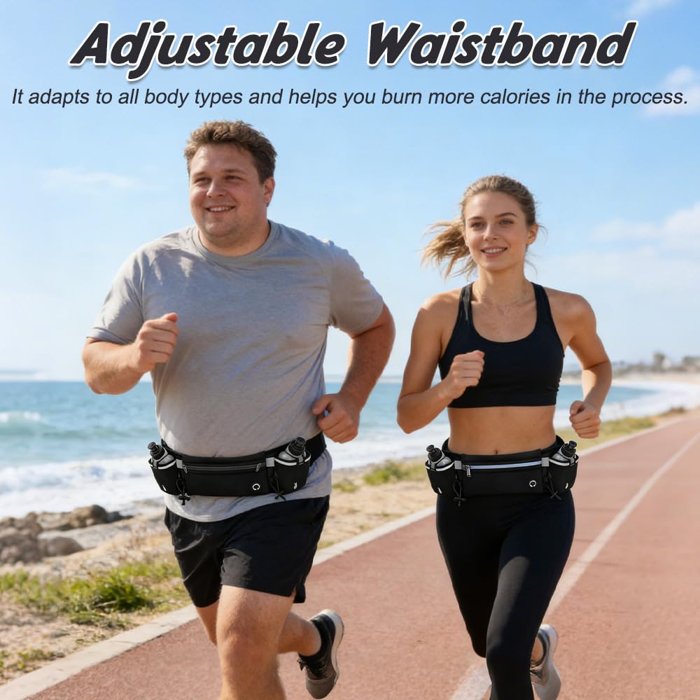 Pas do picia z butelką, AVCXEC pas do picia do biegania z butelką (2 x 175 ml), pas do picia jogging, torba na pasek z uchwytem na butelkę, torba do biegania, wspinaczki, jazdy na rowerze