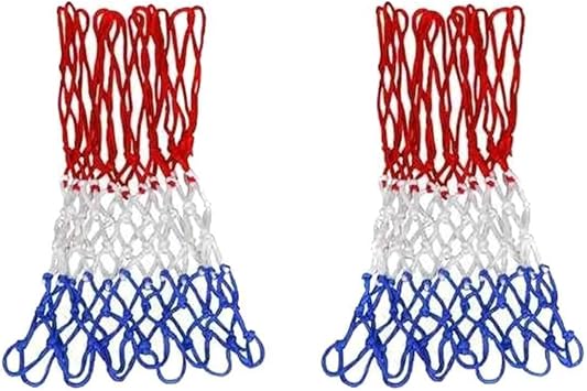 Clifton Basketbol Filesi Çift Kırmızı Mavi Beyaz Polyester 4MM, Standart, CLF-1033, Kırmızı Mavi Beyaz