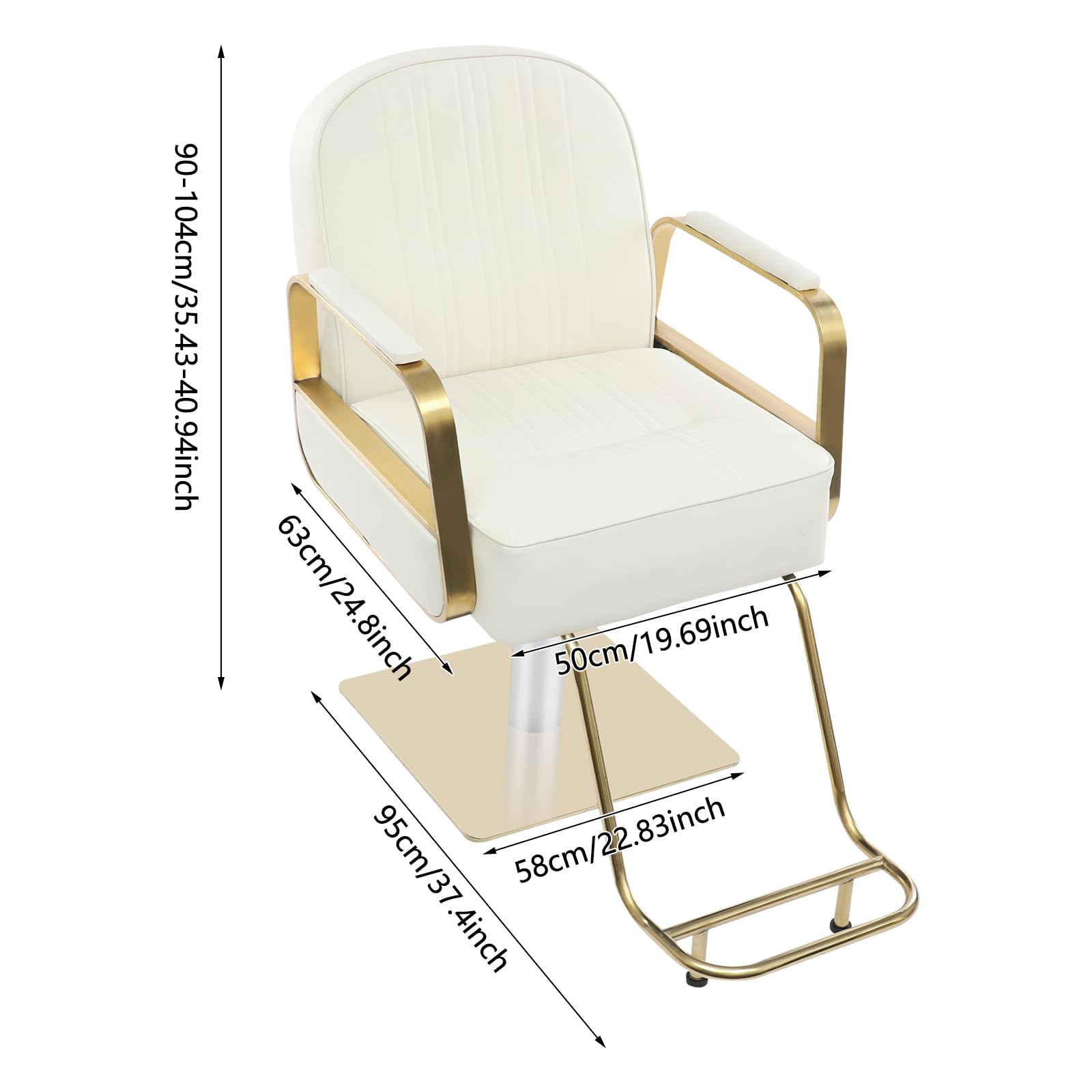 Silla de peluquería con rotación de 360° y bomba hidráulica, hasta 150 kg, silla de peluquería hidráulica para salón de belleza y peluquería (beige)