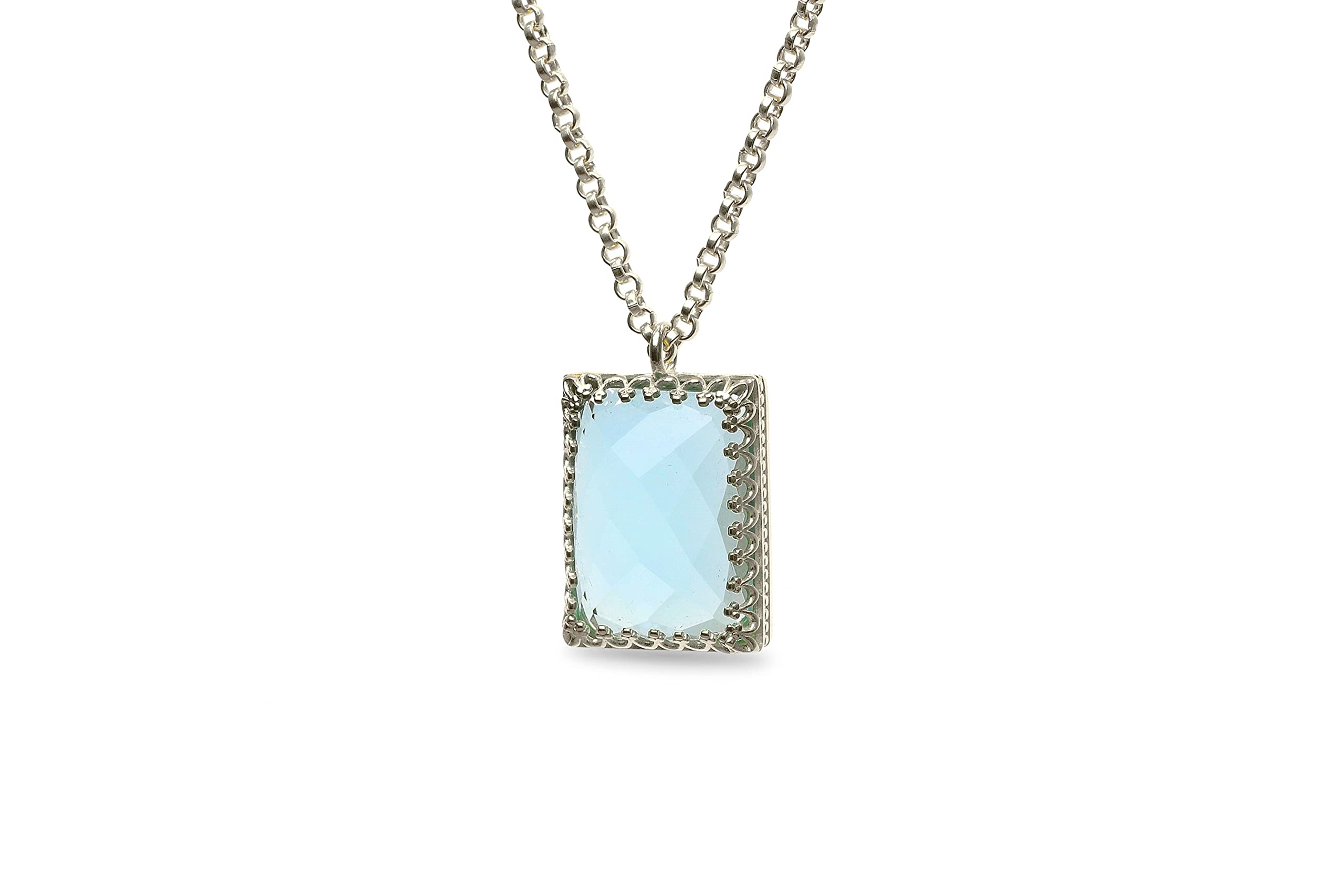 Collier Topaze Rectangle Stylisé - Colliers Faits Main, Colliers de Pierres Précieuses, Colliers de Mode pour les Occasions Spéciales - Bijoux Artisanaux de Pierre de Naissance pour les Femmes