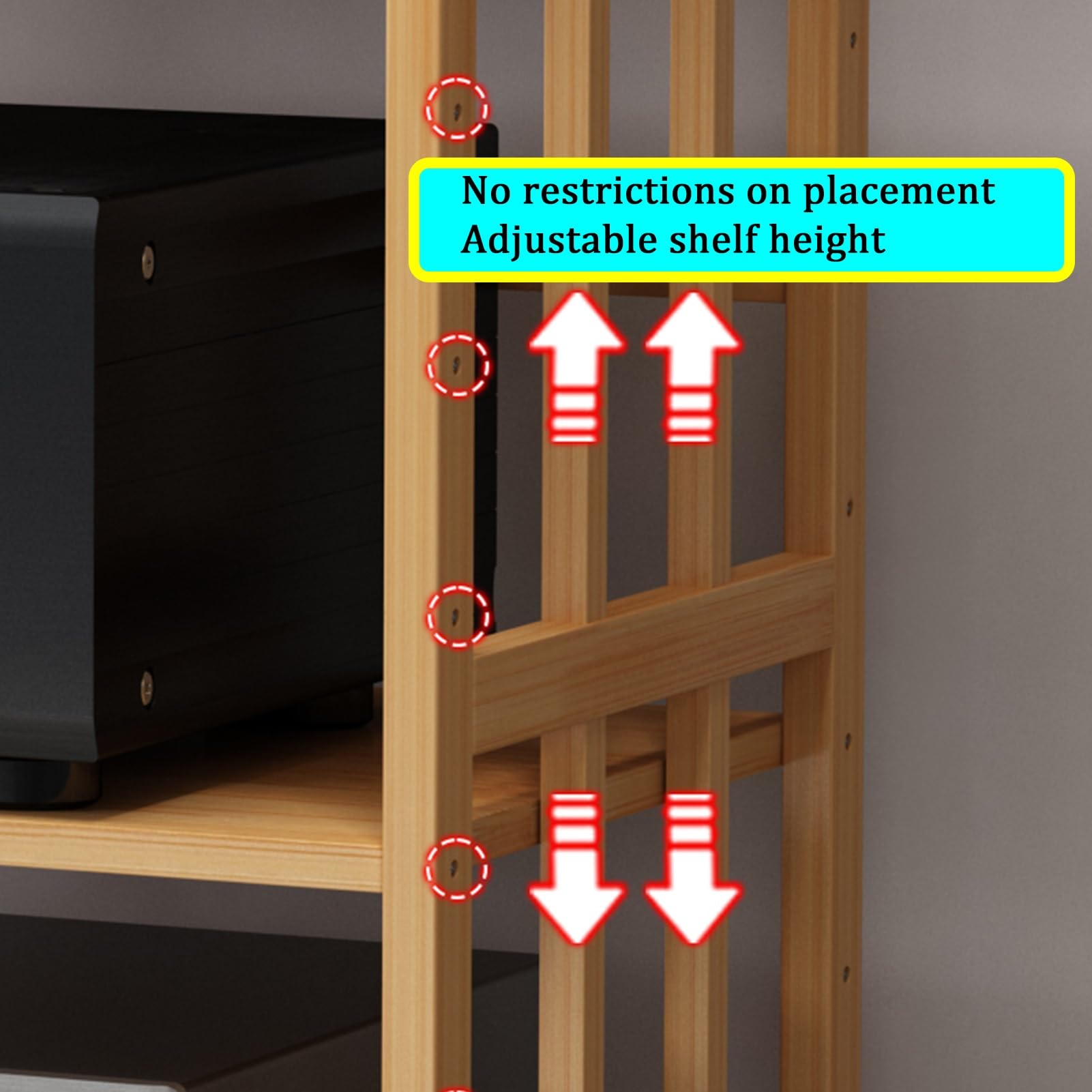 Generico Mobile Porta TV Regolabile a 5 Ripiani con Ruote, in Legno massello, Ideale per impianti Stereo, con Contenitore Mobile per casa, Ufficio o Home Theater (80x88 cm).