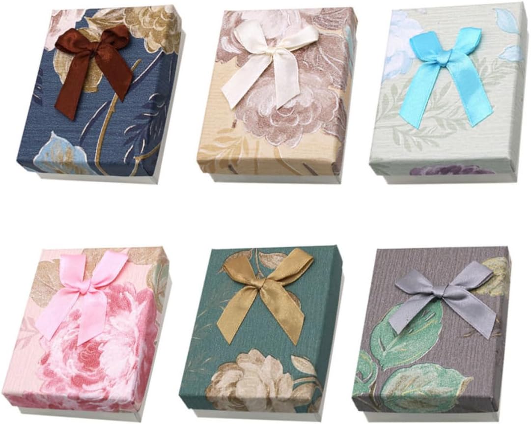 Jewelry Packaging Box Gift Holder 6pcs with Bowknot Paper for Women