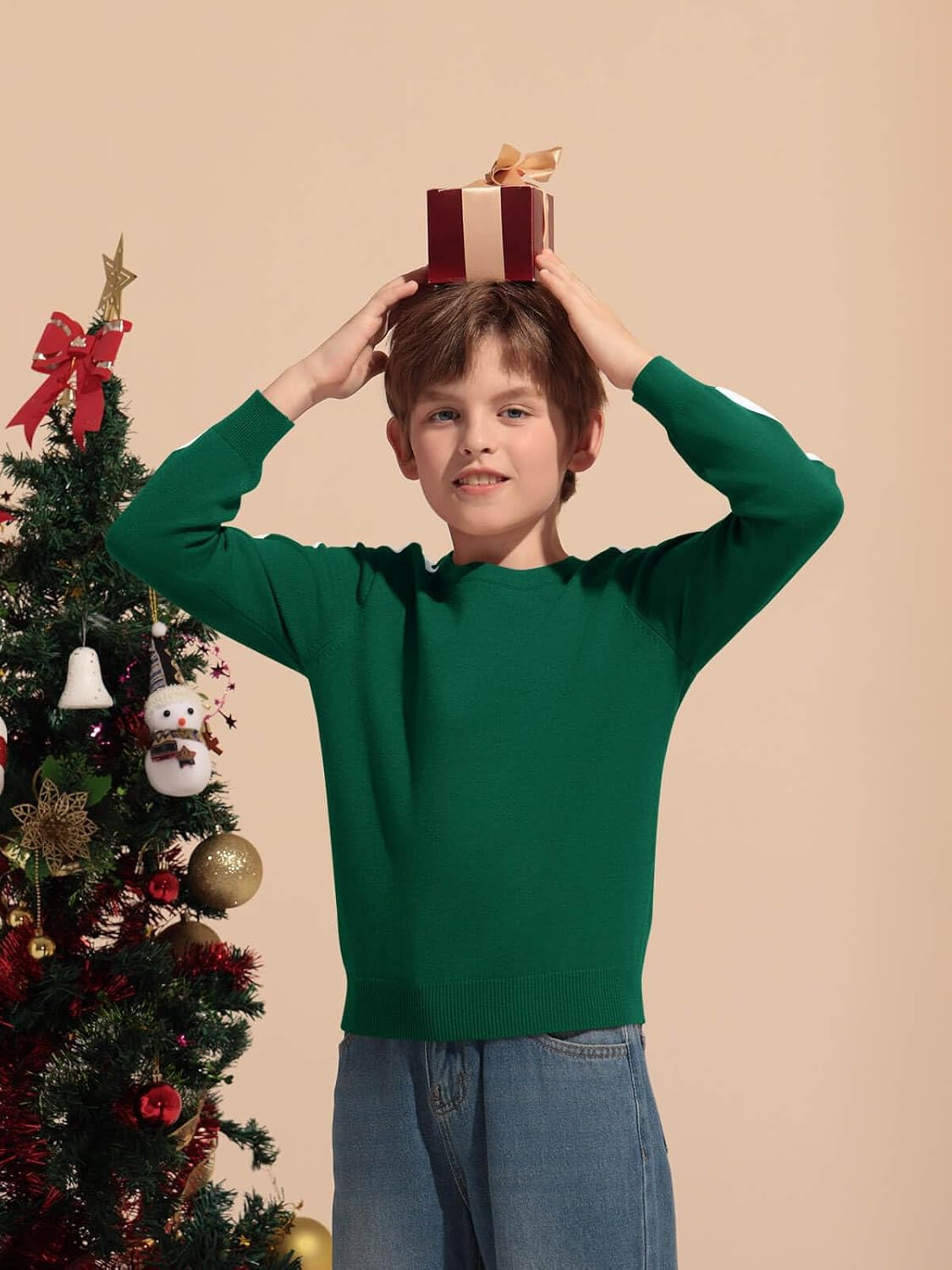 Haloumoning Boys Striped Long Sleeve Sweater Kids Fashion Crewneck Knit Pullover Fall Clothes 5-14Y - Image 6