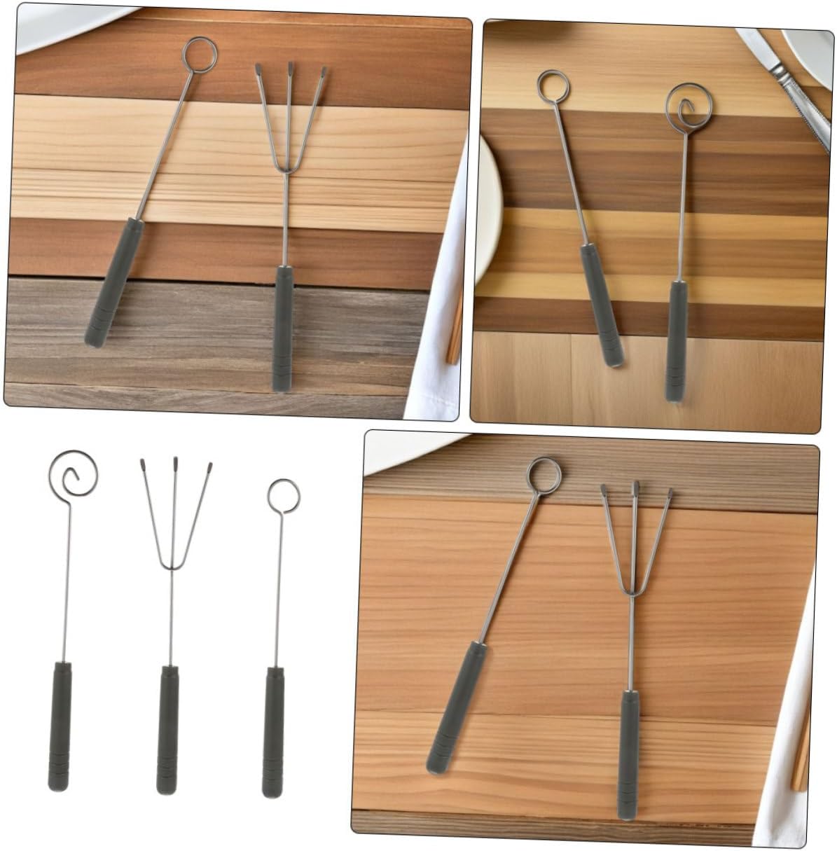 VICASKY Stainless Steel Fondue Forks Set 12pcs Chocolate Tools Cheese Dipping Utensils for Fondue Parties DIY Decorating Cooking Dessert Forks