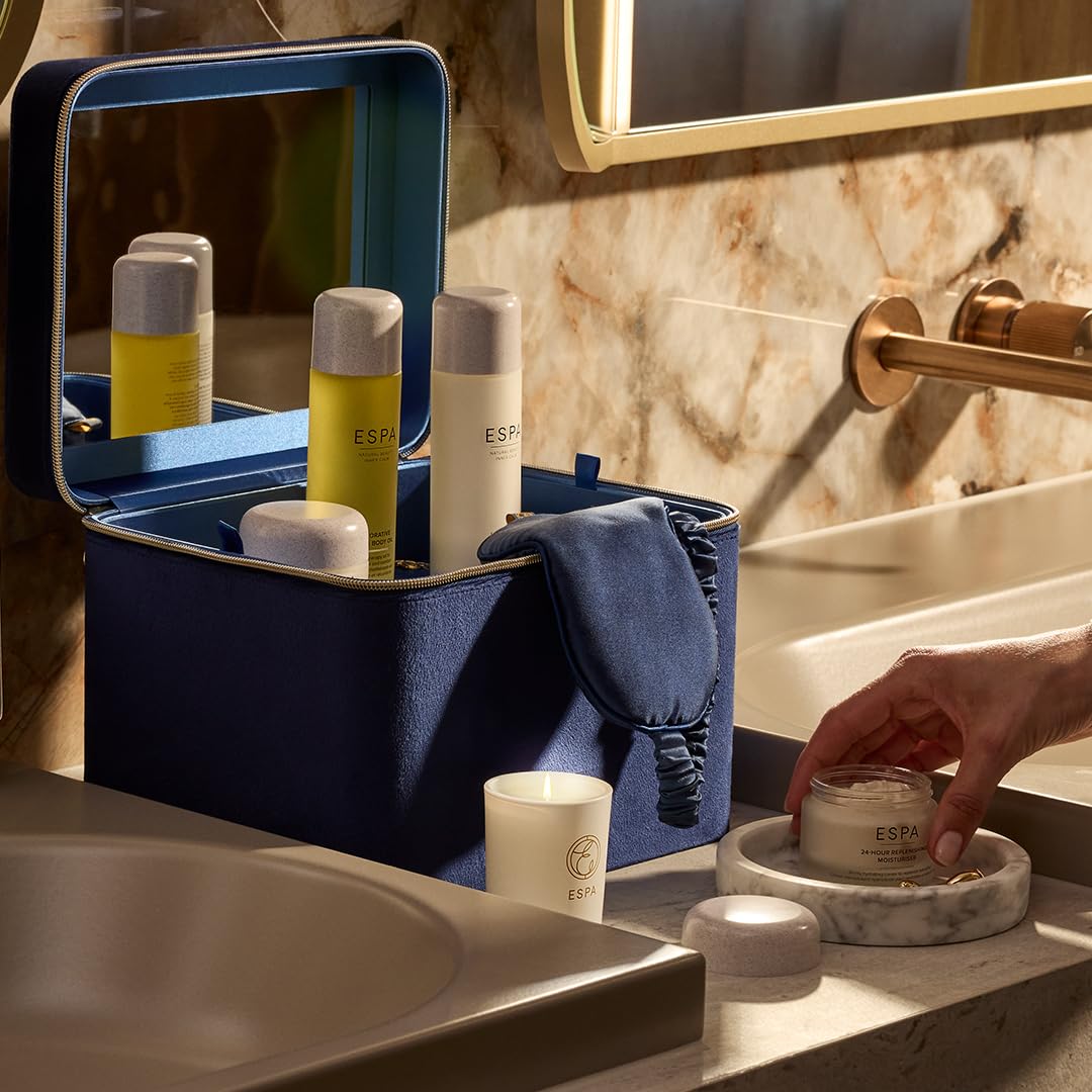 ESPA Experience Collection | Luxury Spa Gift Set Includes 7 Items Worth $418 | Cleanser, Exfoliator, Moisturiser, Hair Mask, Body Oil, Candle, Silk Eye Mask & Reusable Vanity Case