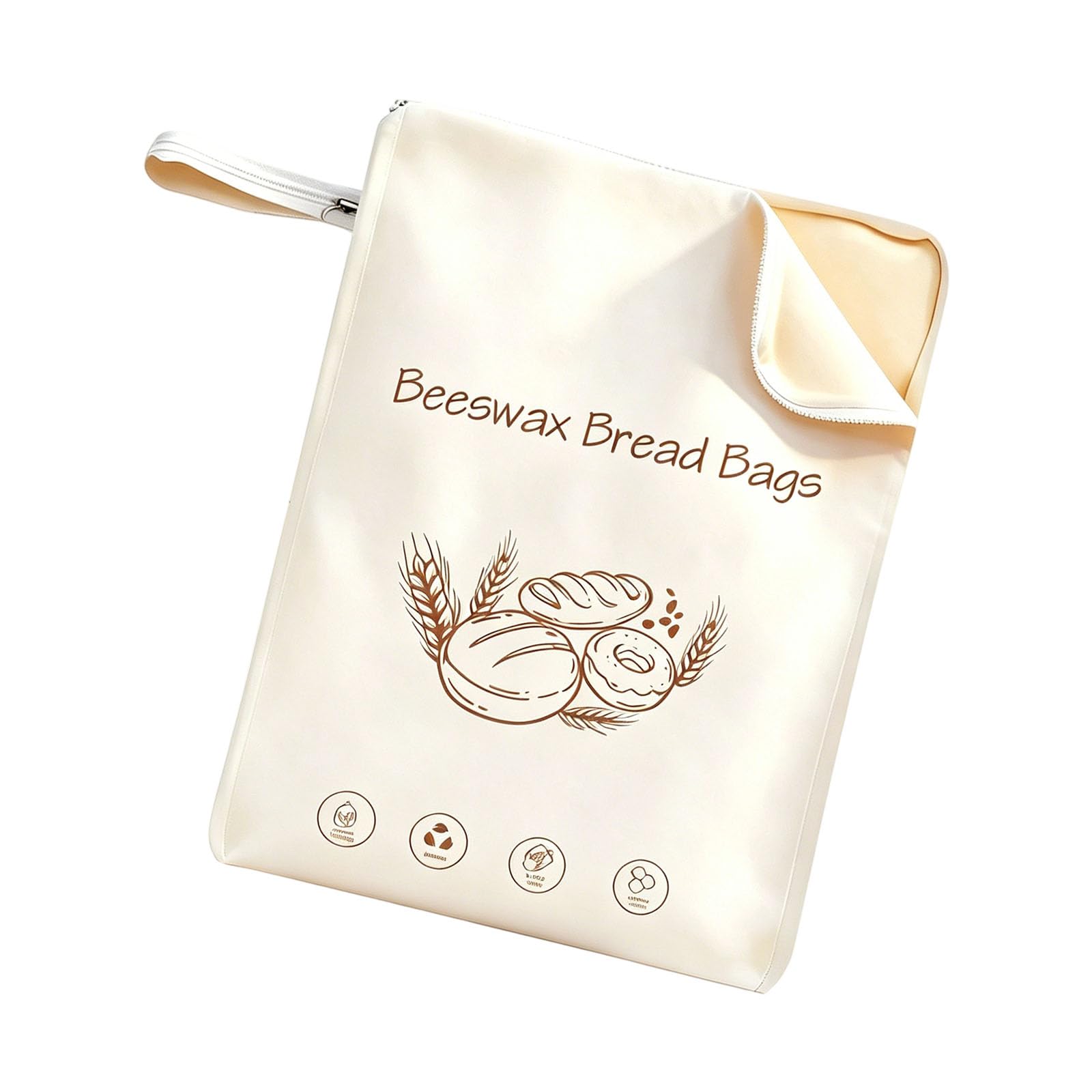 Oxxggkao L Shape Zippered Bees Wax Food Storage Bag with Double Layer Wax Lining for Fruits Bread and Vegetables Recyclable Elastomer Complimentary Food Bags