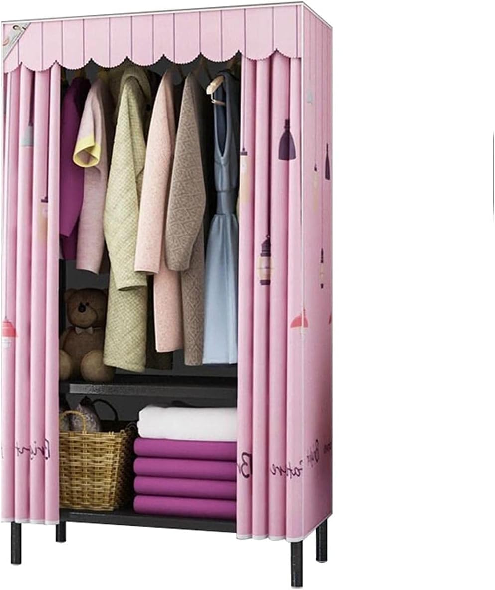Simple Wardrobe Bedroom Open Wardrobe Portable Fabric Wardrobe Thick Metal Stable Clothes Rack (Size : 175 70 45CM)