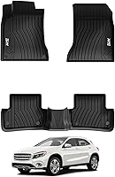 3W Custom Fit TPE Floor Mats for Mercedes-Benz GLA 2015-2020 250/45 AMG - All-Weather Anti-Slip Liners Front & Rear, Easy Clean Black