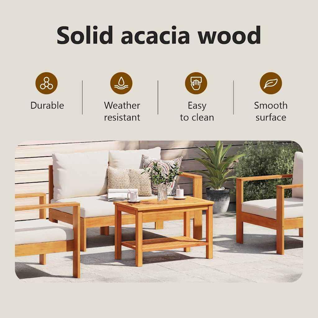 vidaXL Tavolo Laterale Olio Naturale 70 x 40 x 45 cm, Tavolo da Giardino, Stile Rustico, Utilità Esterno, Superficie Patio, caffè per Il Giardino