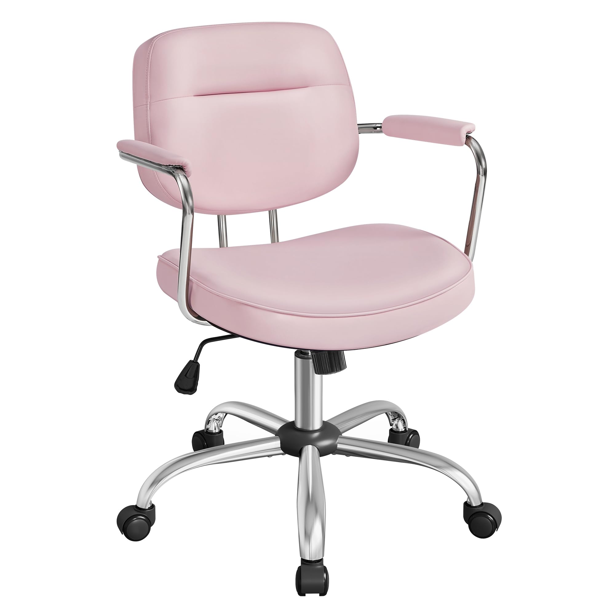 SONGMICS Silla de Escritorio, Silla Giratoria, Silla de Oficina, Ergonómica, Reposabrazos Individuales, Función de Inclinación, Altura Ajustable, Dormitorio, Oficina, Rosa Jalea OBG033P01