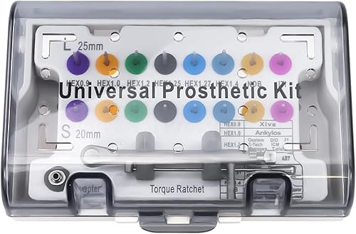 Miniatura 6 de Kit de prótesis universal de trinquete de llave dinamométrica de implante colorido 10-70NCM con destornillador 16pcs