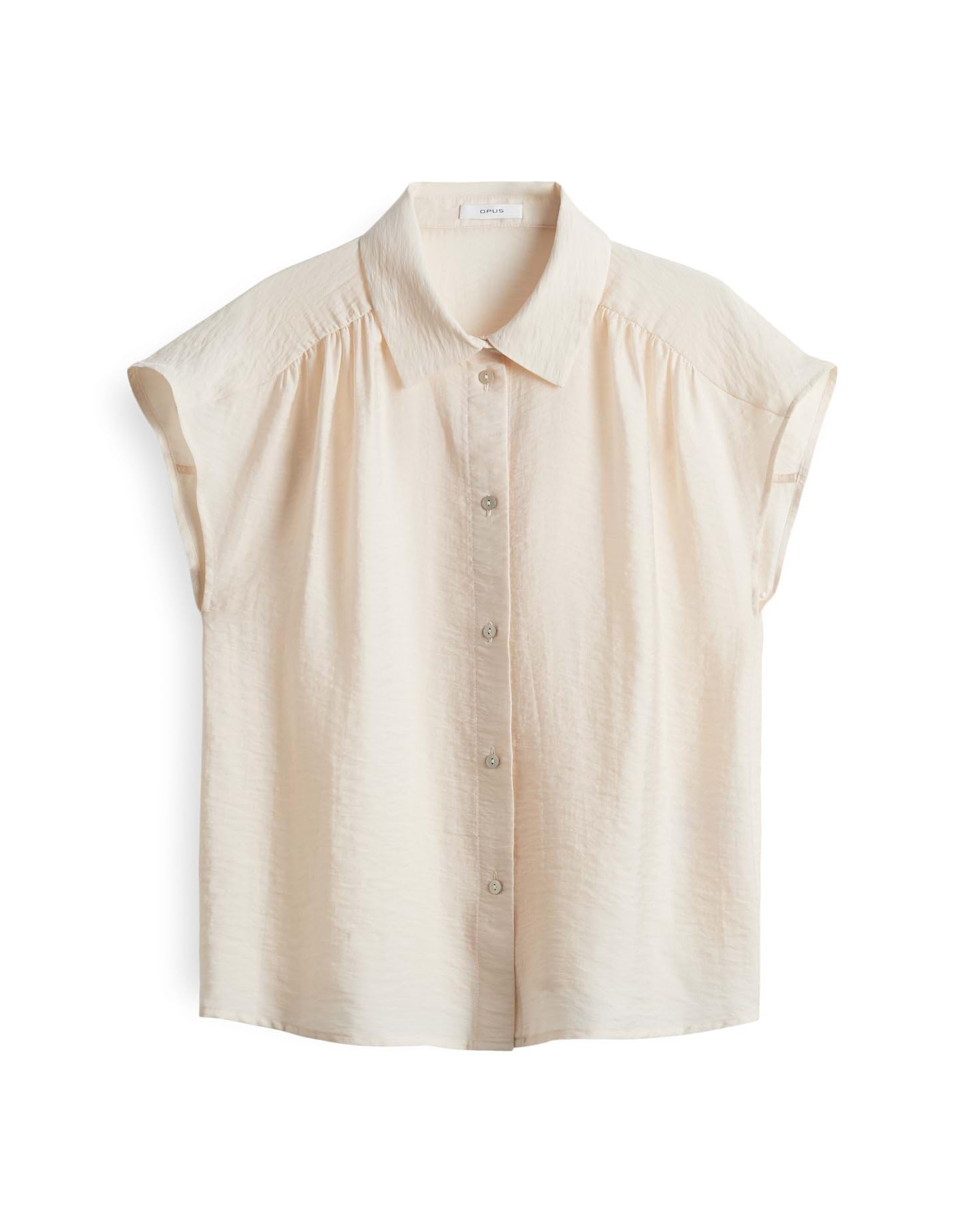 OPUS Chemisier à manches courtes pour femme - Chemisier en satin FAIRI ample avec fronces féminines