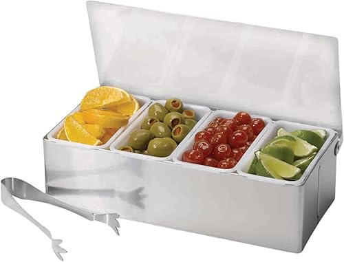 TableCraft Carrito de barra de 4 compartimentos con pinzas