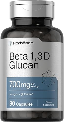 Horbäach Beta Glucan 1 3D 700 mg | 90 Cápsulas | Beta 1,3, 1,6 D Glucano | Suplemento sin OMG, sin gluten